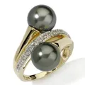 Bagues en diamant en or pour femmes bijoux en perles noires bague de fiançailles de mariage