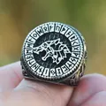 Bague rune viking vintage pour homme acier inoxydable nordique nœud celtique tête de loup mode