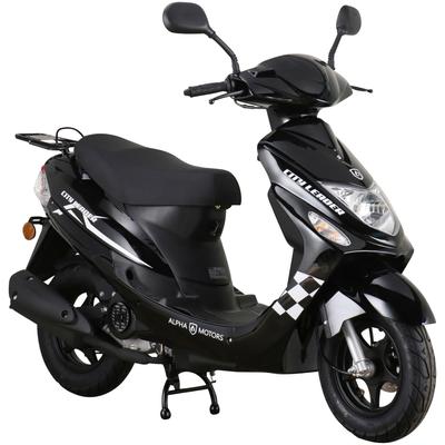 Motorroller ALPHA MOTORS "CityLeader", schwarz (schwarz, schwarz), Motorroller & Mofas, 45 km/h, B:68cm H:105cm L:183cm, Topseller
