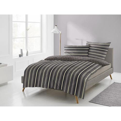 „Wendebettwäsche IRISETTE „“Sky 8421″“ Bettwäsche Gr. B/L: 155 cm x 200 cm (1 St.), B/L: 80 cm x 80 cm (1 St.), Mako-Satin, lila (beere) Bettwäsche 155×200 cm edel und hochwertig“