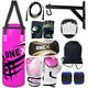 Junior Punching Bag Set Waterproof Punch Bag Heavy Duty Hanging Punch Bag for Children Boxing Filled Punch Bag Set With Bracket, Wraps & Jump rope (Pink)