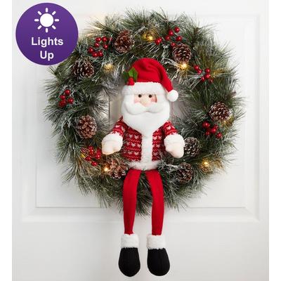 1-800-Flowers Seasonal Gift Delivery Jolly Santa Wreath W/ Lights - 22