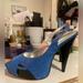 Jessica Simpson Shoes | Jessica Simpson Blue Peep Toe Sling Backs | Color: Blue | Size: 9