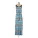Skies Are Blue Casual Dress - Maxi: Blue Aztec or Tribal Print Dresses - Women's Size Small