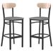 George Oliver Everlena Commercial Metal Barstool w/ Wood Seat & Boomerang Back Upholstered/Metal in Gray | 43.125 H x 17 W x 18.75 D in | Wayfair