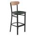 George Oliver Commercial Metal Barstool w/ Wood Seat & Boomerang Back Upholstered/Metal in Green | 43.125 H x 17 W x 18.75 D in | Wayfair