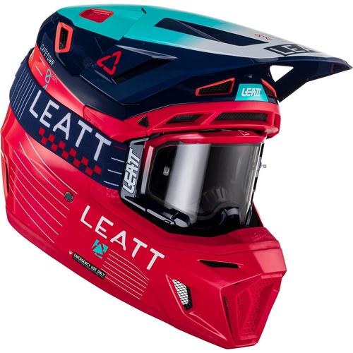 Leatt 8.5 Royal Motocross Helm mit Brille, rot-blau, Größe M