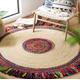 Rugs-Jute Chindi Shaggy Multicolour Floor Rug- Round Jute Rug-Hand Made Natural Jute Rug-Bohemian Rug-Chindi Rug Meditation Rug-Eco friendly