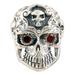 Passionate Specter,'Sterling Silver Skull Cocktail Ring with Garnet Stones'