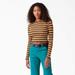 Dickies Women's Striped Long Sleeve Cropped T-Shirt - Ginger Honey Baby Stripe Size XL (FLR51)