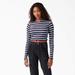 Dickies Women's Striped Long Sleeve Cropped T-Shirt - Wine/jacaranda Baby Stripe Size XL (FLR51)