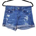 American Eagle Outfitters Shorts | American Eagle Outfitters Hi-Rise Shortie Distressed Denim Jean Shorts Size 4 | Color: Blue | Size: 4