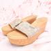 Coach Shoes | Coach Designer Monogram Joanne Slide Wedge Sandals Heels W/Cork Bottom & Logo | Color: Gold/Tan | Size: 9