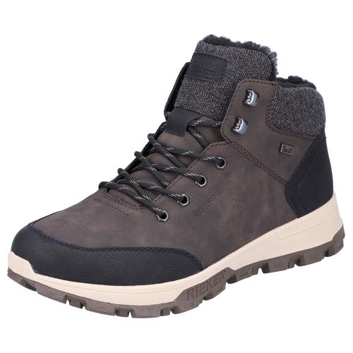 Winterboots RIEKER Gr. 44, braun (braun, kombiniert) Herren Schuhe mit komfortabler SoftFoam-Innensohle, Freizeitschuh, Schnürschuh