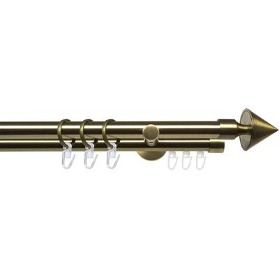 Gardinenstange LIEDECO "Stilgarnitur 20 mm Blues Kegel" Gr. 2, grau (messingfarben), L:160cm Ø:2mm, Eisen, Gardinenstangen, Gardinenstange Komplett Image