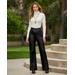 Boston Proper - Black - Faux Leather Wide Leg Trouser - 0