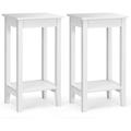 Costway Set of 2 Versatile 2-Tier End Table with Storage Shelf-White