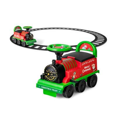 Costway 6V Electric Kids Ride On Car Toy Train with 16 Pieces Tracks-Green