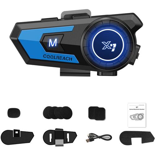 X7 Motorrad-Bluetooth-Helm-Headset, Bluetooth 5.0 Headset, wasserdichtes Motorrad-Headset, blau