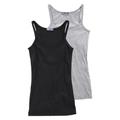 Longtop AJC, Damen, Gr. 48/50 (XL), grau (grau, schwarz), Obermaterial: 100% Baumwolle. Obermaterial Melange: 95% Baumwolle, 5% Viskose, unifarben, meliert, Basic, figurbetont hüftbedeckend, Rundhals, Tops, in Basic Form im Doppelpack