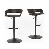 New Haven 2 Piece Resin Wicker Outdoor Patio Barstools - Espresso - 21"W x 21"D x 30-38"H