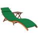 vidaXL Patio Sun Lounger with Table and Cushion Solid Acacia Wood - 72.4" x 21.7" x 25.2"