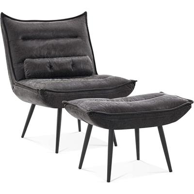 MCombo Modern Chair with Ottoman, Bronzing Fabric Upholstered Leisure Chairs