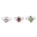 Stunning Trio,'Sterling Silver Cocktail Rings with Gemstones (Set of 3)'