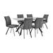 Corrigan Studio® 5 Piece Dining Table & Pillow Top Fabric Chairs, Blue & Gray Wood/Upholstered/Metal in White | 30 H x 36 W x 36 D in | Wayfair