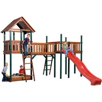 Spielturm WEKA "Tabaluga Spielelandschaft 816", braun, Spieltürme, KinderB:450cm H:331cm T:374cm, Holzwerkstoff, BxTxH: 450x374x331 cm, mit Turm, Brücke, Sandkasten, Rutsche, B:450cm H:331cm T:374cm