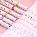 1/6 Pcs/set Kawaii Fleurs Ligne En Forme De Surligneur Stylos À Bille Courbe Liner Marqueur pour