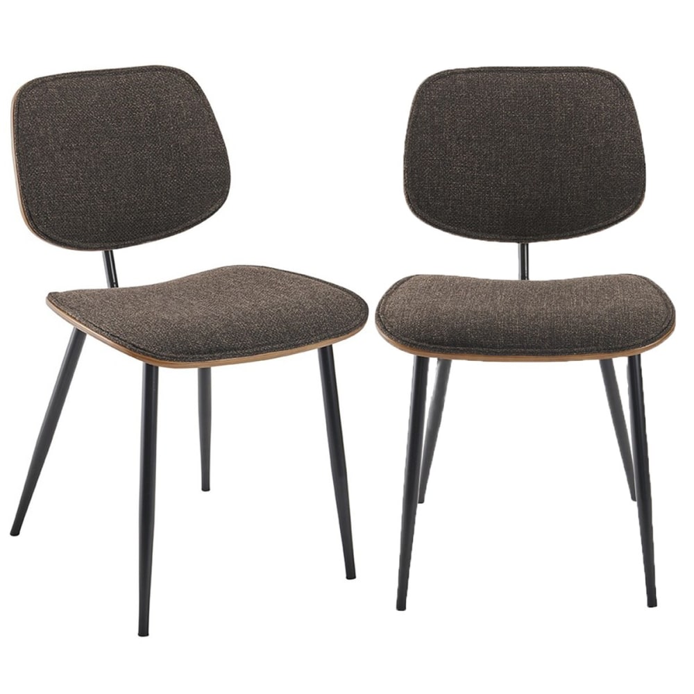 Lot de 2 chaises en Tissu Gris et finition Noyer - L46 cm