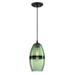 Westinghouse 611889 - 1 Light Matte Black with Forest Glass Mini Pendant Ceiling Light Fixture (1Lt Pend Matte Blk w/Forest Glass (6118800))