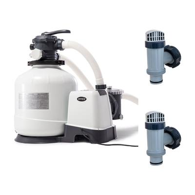 Intex 3000 GPH Sand Filter Pump & Plunger Valves (2 Pack) for Above Ground Pools - 48.3