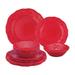 UPware 12-Piece Melamine Dinnerware Set, Includes Dinner Plates, Salad Plates, Bowls, Service for 4. (Holiday Red)