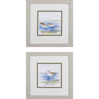 Sketchy Shore Birds Framed Wall Décor, Set Of 2 by Propac Images in Blue