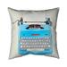 Mint Typewriter Indoor/Outdoor Square Throw Pillow Cover Polyester in Blue Begin Edition International Inc | 17.25 H x 17.25 W x 4.5 D in | Wayfair