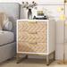 Everly Quinn Modern Nightstand Set Of 2, 23.6" H(White/Gold) Wood/Metal in Brown/White/Yellow | 23.62 H x 17.71 W x 15.74 D in | Wayfair