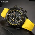 MEGIR – montre pour homme bracelet en Silicone chronographe montres à Quartz avec Date