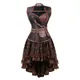 Robe Corset Steampunk pour Femme Corset Gothique en Faux Cuir avec Jupe Chemisier Médiéval Haut