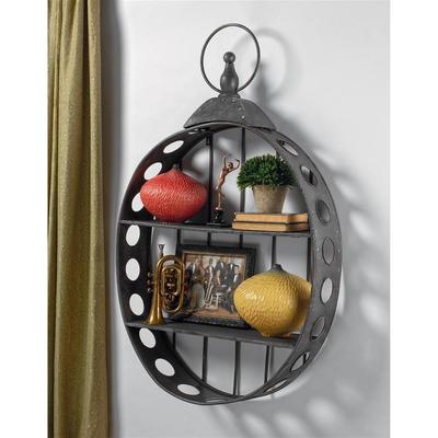 Design Toscano Wall Pocket Watch Sculptural Metal Curio Shelves - Black