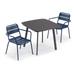 Oxford Garden Eiland 36-inch Carbon Square Dining Table with Kapri Armchairs