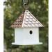 Gracie Oaks Lydya 12 in x 7.5 in x 7.5 in Birdhouse Wood/Metal in Brown/White | 12 H x 7.5 W x 7.5 D in | Wayfair 4C91164BE1A5477E80E97F4B86C942FB