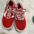 Vans Shoes | Kids Vans Size 1 : Red Color Way With Heart Shoe Laces ! | Color: Red | Size: 1bb