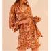 Free People Dresses | Free People Under Wraps Floral Ruched Dress | Color: Orange/Red | Size: Xs