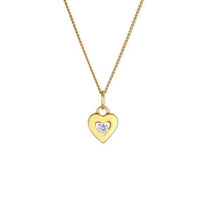 Elli PREMIUM - Herz Liebe Zirkonia 585 Charmant Gelbgold Ketten 1 ct Damen