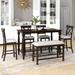 6-Piece Counter Height Upholstered Dining Room Set X-Shape Wood Storage Dining Table Set with 4 Chairs&1 Bench&Bottom Shelf