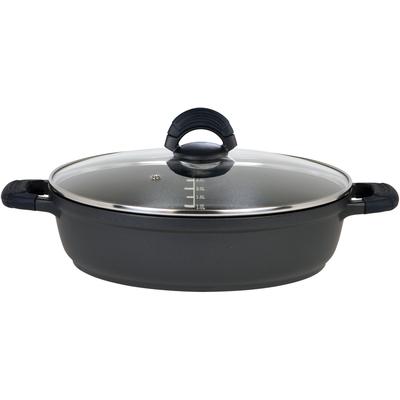 Servierpfanne GSW "SilcoGuss noir", schwarz, H:7,5cm Ø:28cm, Pfannen, langlebige Antihaft-Versiegelung, Literskala, Ø 28 cm, Induktion Image