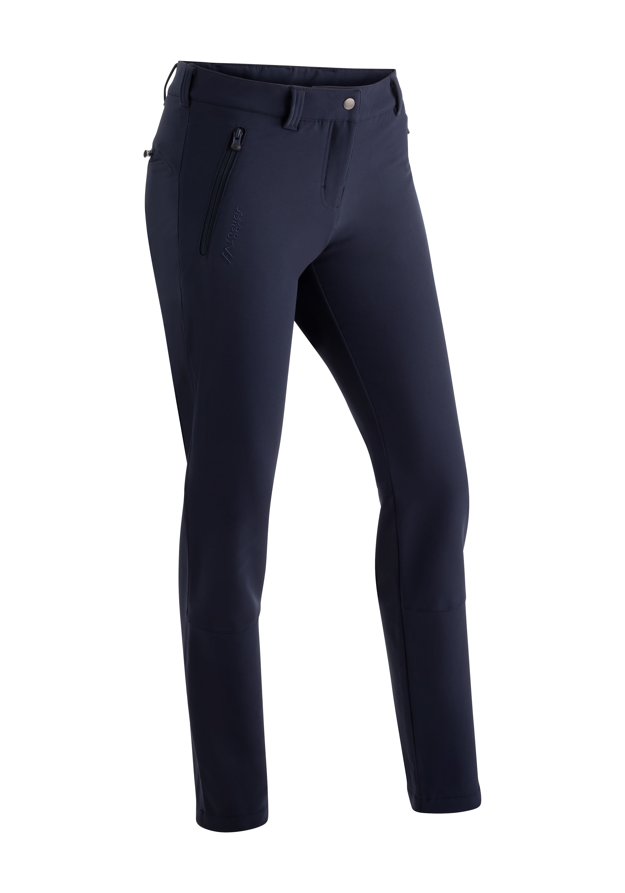 Funktionshose MAIER SPORTS "Helga slim", Damen, Gr. 36, Normalgrößen, blau (dunkelblau), 90% Polyester, 10% Elasthan, Hosen, warme Damen Outdoorhose, robuste Wanderhose, Slim Fit Image