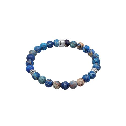 KUZZOI - Herren Achat Perlen Blau Beads 925 Silber Herrenschmuck 1 ct